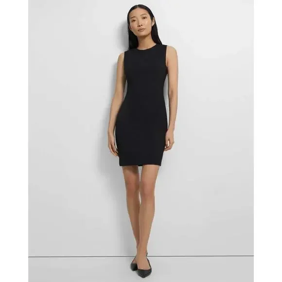 Theory Sleeveless Fitted Dress In Good Wool Black Womens Size 6/4 NWT Women
